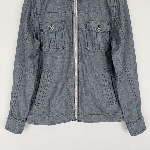 Fossil Jacket Mens‎ Large Blue Chambray Full Zip Lightweight Classic Neutral NEW - Picture 3 of 16